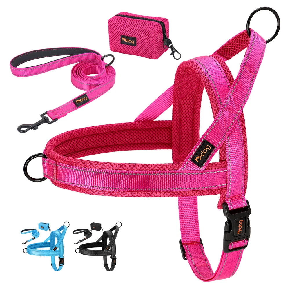 Dog harness with clearance poop bag holder