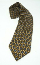 Vintage Burberry 100 Silk Geometric Pattern Men s Tie Yellow Blue Gold