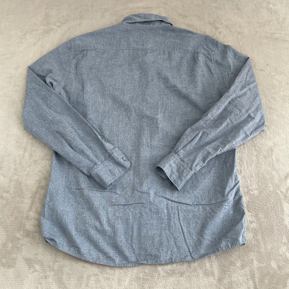 Camisa Ermenegildo Zegna Hombres Grande Azul Paisley AOP Manga Larga Diseñador $249 Foto 4 de 4