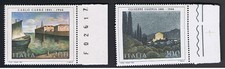 ITALIA 2 FRANCOBOLLI ARTE ITALIANA GIUSEPPE UGONIA CARLO CARRA 1981 nuovo**