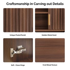 Bonnlo Bathroom Wall Mounted Cabinet with 2 Fluted Doors&Open Compartments
