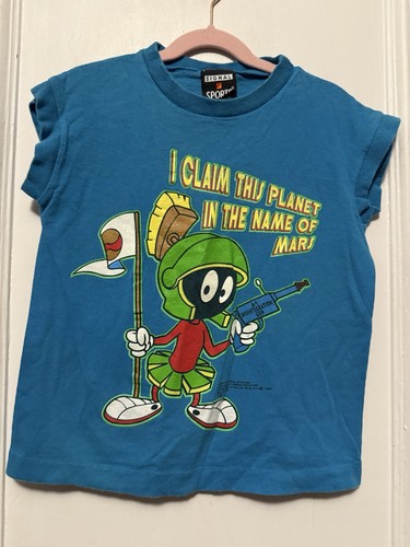 Vintage Blue 1993 Looney Tunes Marvin the Martian Kids Tank Top Size 8-10 - Picture 3 of 8