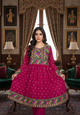 Afghan dress for women , Frock style traditionalred Kuchi Clothes, nikah outfit