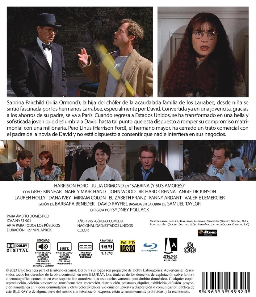 Sabrina (Y Sus Amores) [Blu-ray] (1995) Sabrina - Imagen 2 de 3