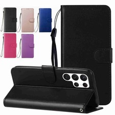 For Samsung Galaxy S26 Ultra S25 S24 S23 Flip Case Card Solid-Color Wallet Cover