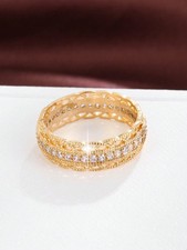 Gold Floral Cubic Zirconia Women Ring Size 5 6 7 8 9 10 11 12