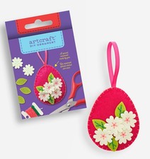 DIY Artcraft Hot Pink Egg Easter Flowers Spring Kids Felt Ornament Sewing Kit