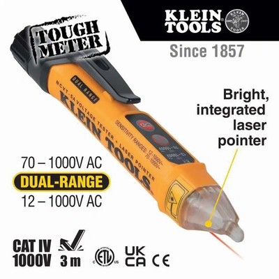 KLEIN NCVT Dual Range Non Contact Voltage Detector Tester with Laser Pointer