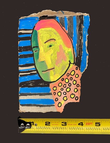 Portrait Painting Man Bezzie Pal Friend Buddy Chap Naive Outsider Art Miz Katie - Picture 3 of 13