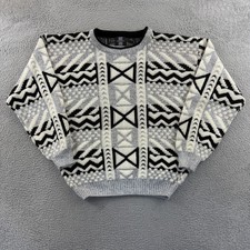 Vintage Expressions Sweater Men Large Geometric Abstract Knit 90s Cosby Pullover