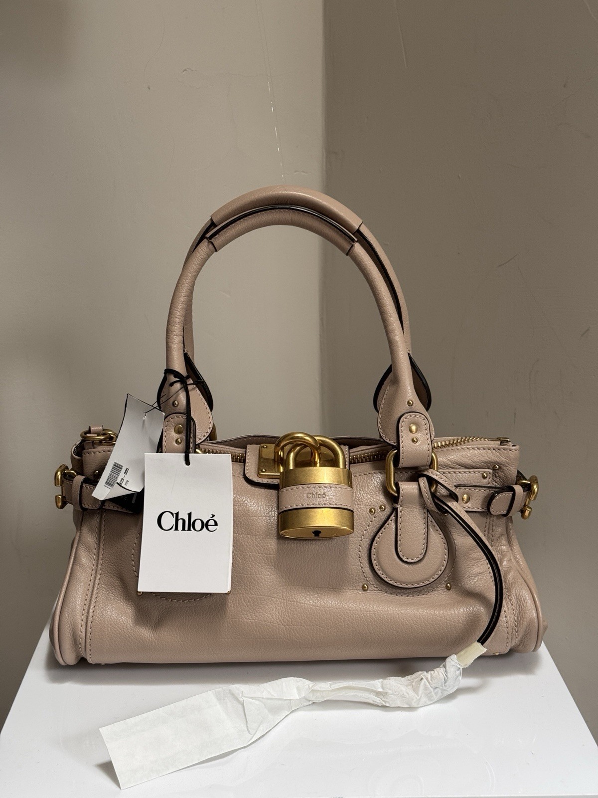 Chloé Paddington Medium Shoulder Bag in Blush with Gold Hardware