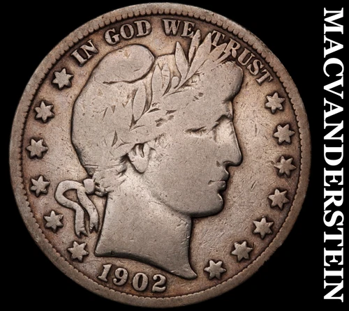 1902-S Silver Barber Half Dollar-Scarce Better Date No Reserve #i4594