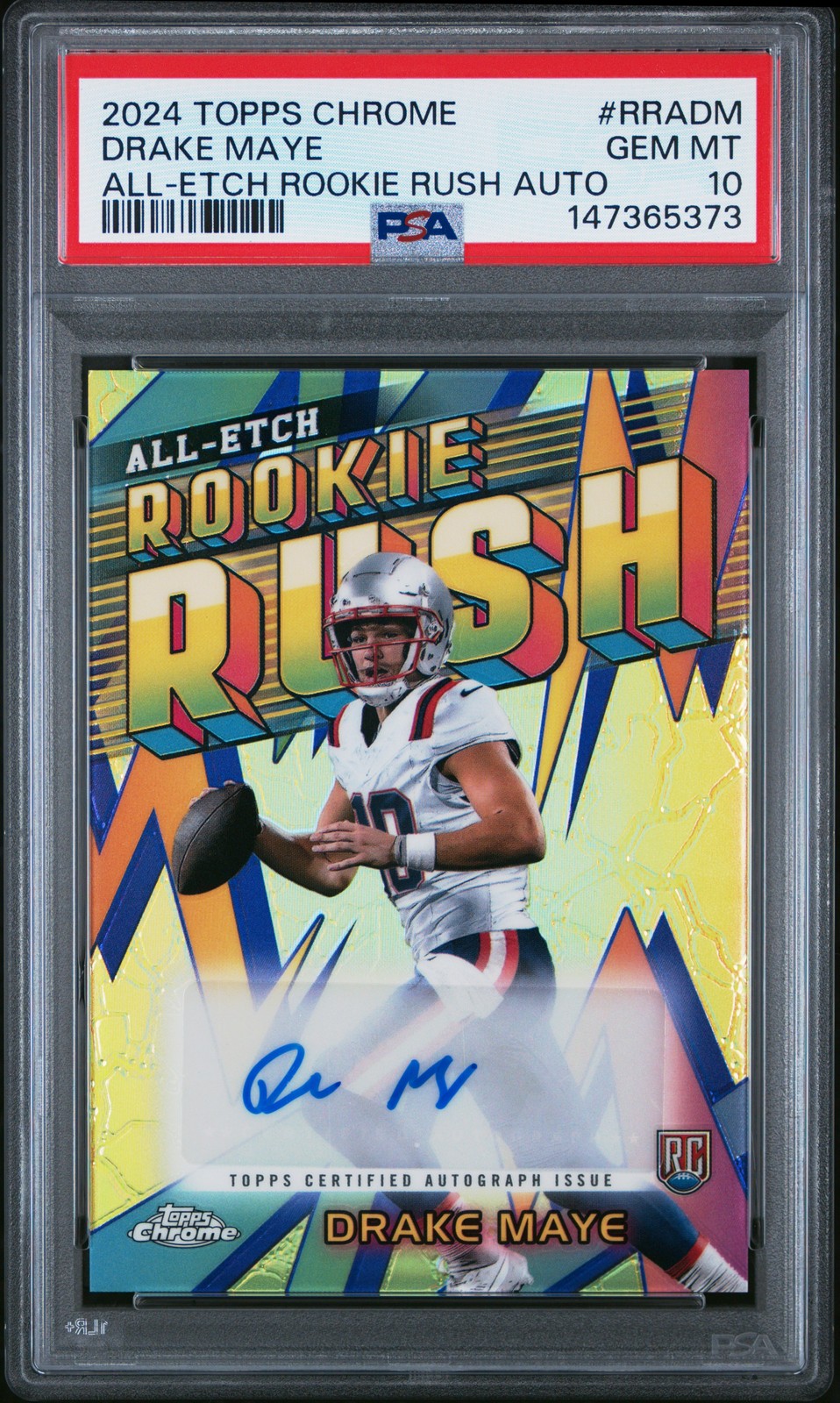 Drake Maye Topps Chrome All-Etch Rookie Rush Autographs #RRADM Base