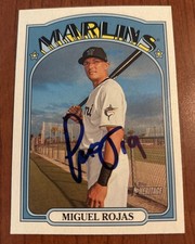 MIGUEL ROJAS Signed 2021 Topps Heritage Baseball Card #9 Marlins LA DODGERS AUTO