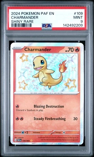 2024 POKEMON PAF EN-PALDEAN FATES SHINY RARE #109 CHARMANDER PSA 9