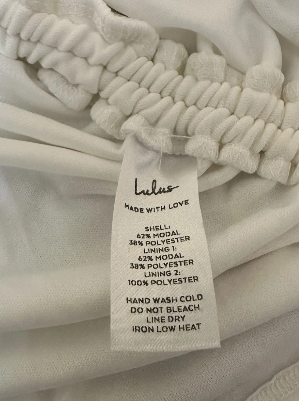 OFF WHITE Abito Lulus taglia M bianco sporco spaghetti foderato lati raccolti bodycon