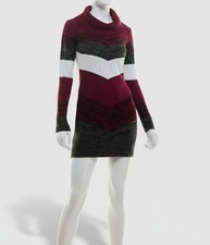 BCX Women's Juniors' Red Chevron-Print Sweater Dress Size L