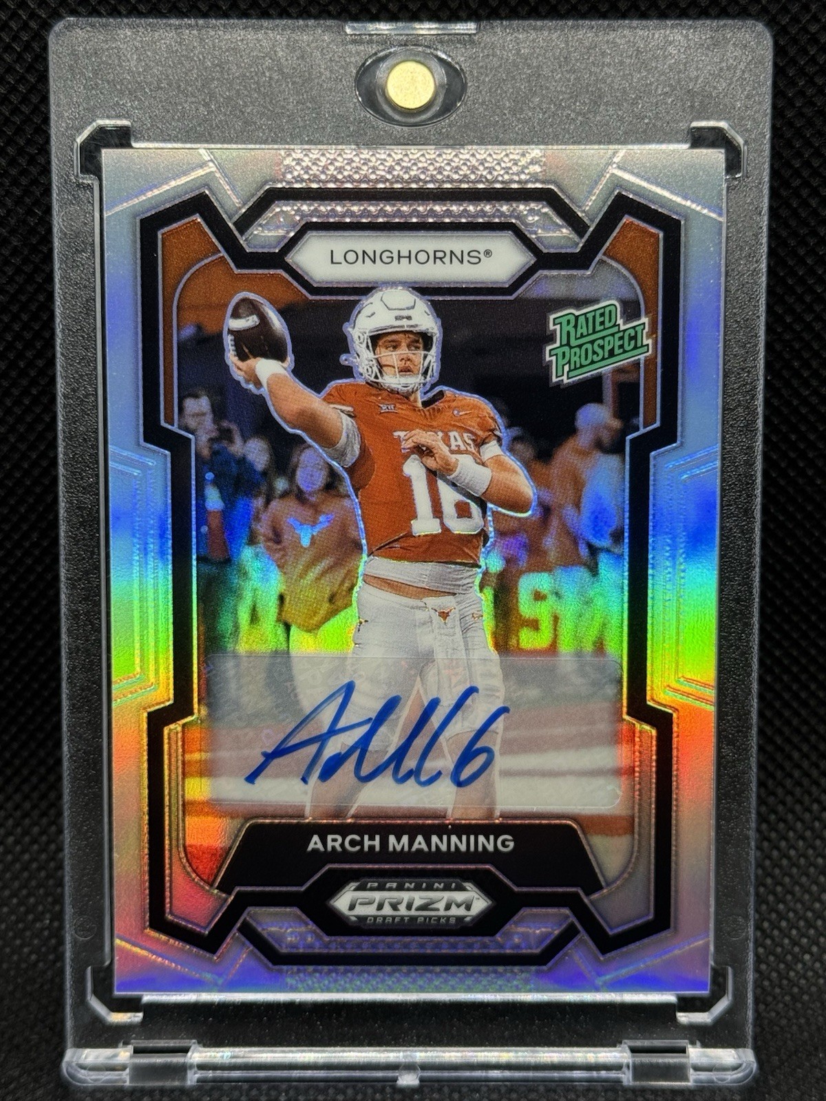 Arch Manning 2024 Panini Prizm Draft Picks #192 Rated Prospect Silver Auto