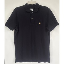 Brooks Brothers Men M Navy Blue Supima Cotton Slim Polo Shirt Gold Fleece Logo