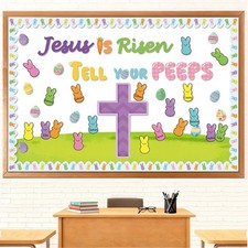 Easter Bulletin Board Decorations, 72Pcs Jesus Easter Peeps Decorations, Jesu...