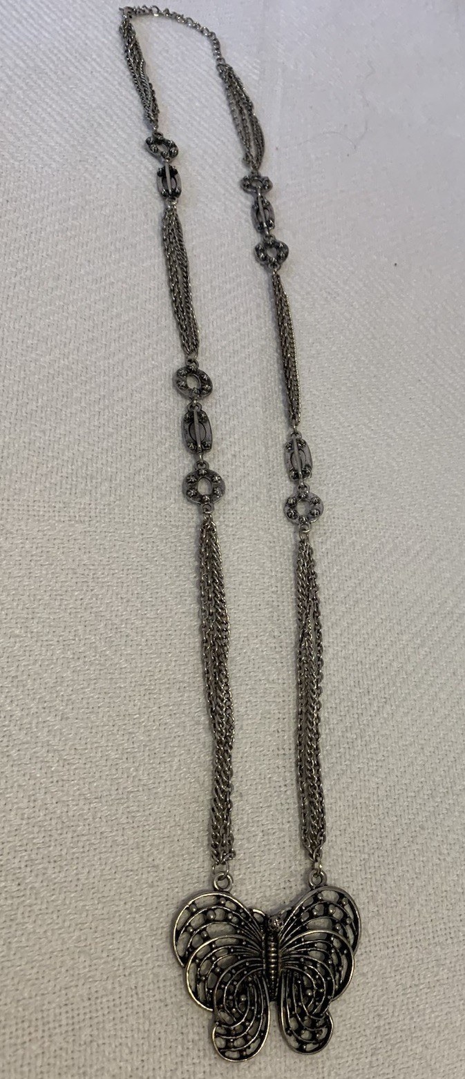 Silver Chains Necklace 30” Butterfly Retro BoHo G… - image 22