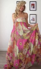 Zara GR L langes Maxikleid trägerlos Blumenmuster Kleid 3095/120 Neu