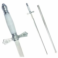 Master Mason Blue Lodge Sword &ndash; White Hilt with Silver Guard & Scabbard