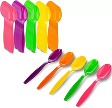 Candy Colored Medium Weight Polystyrene Plastic Tea spoons In Pink, Assorted