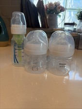 Philips AVENT Wide Neck Bottle Set 4 pack BPA-Free, Flow 0 And 1, Clear/White