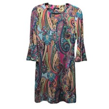 Tommy Hilfiger Multi-Color Paisley Print Bell Sleeve Dress Size 4
