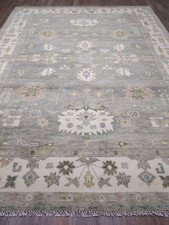 TURKISH OUSHAK RUG.GEOMETRICMULTICOLORED AREA...