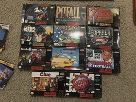 Huge Super Nintendo (17) Video Game Lot Zelda, NBA Jam, Star Wars - Tested!