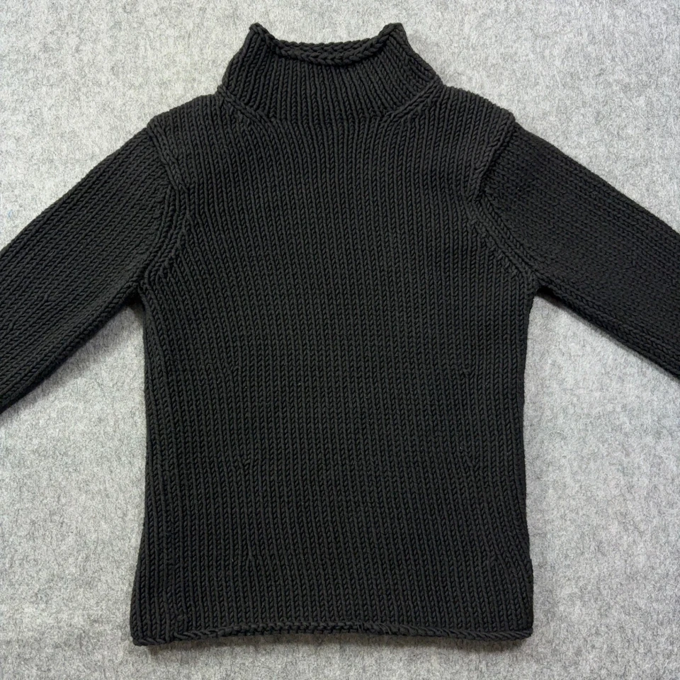 Gap Sweater Womens Medium Black Roll Neck Knit Fisherman Heavy Rolled Hem M - Image 3 of 4