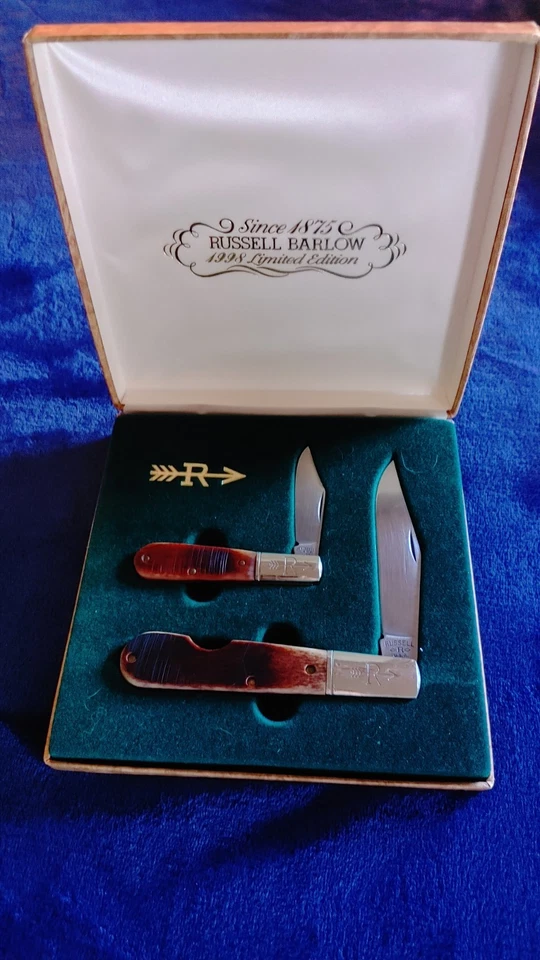VTG Russell Barlow 1998 Ltd Ed 2 Knife Set Stag Handle Serial #0356 with Box - Image 2 of 4