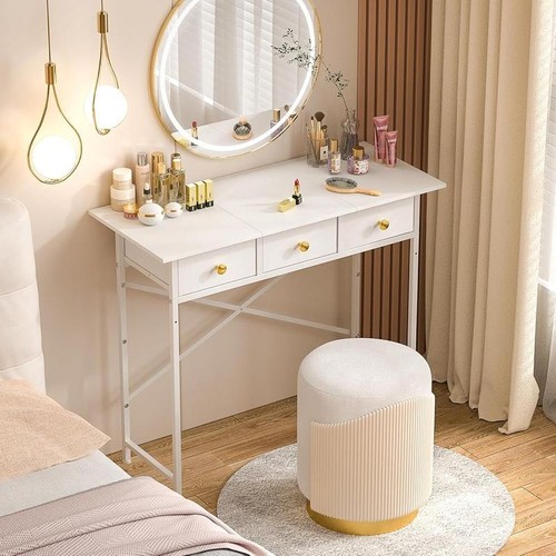 White Writing Desk W/ 3 Drawers Small Computer Study Table Kids Home Office New - Picture 5 of 8