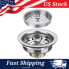 3-1/2" Sink Drain Strainer Assembly with Extra Basket Strainer, Stainless Steel