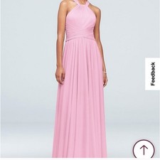 David's Bridal Pink Halter Maxi Dress