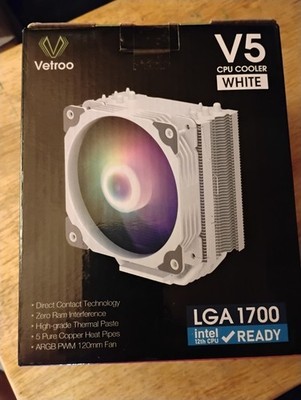 Vetroo V5 CPU Air Cooler - White AMD AM3 Intel LGA 1700 5 Pipe