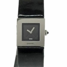 Chanel H0116 Matelasse watch used Ladies Quartz Black Q.K.*****