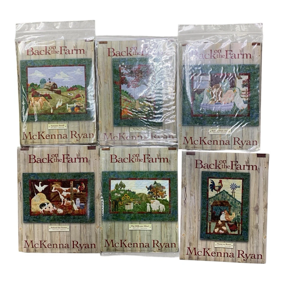 Lot Of Six Back On The Farm Quilt Pattern By McKenna Ryan Block 1/2/4/6/7/8 NIP - Image 1 of 4