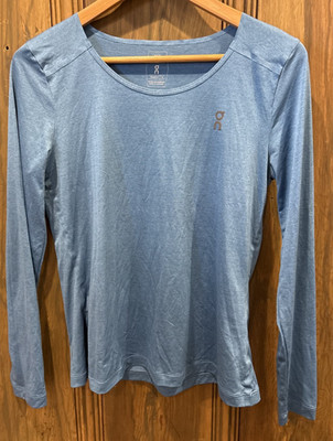 Damen Run on clouds Performance Long-T Ärmel Blau Zum Herüberziehen Größe M Rund