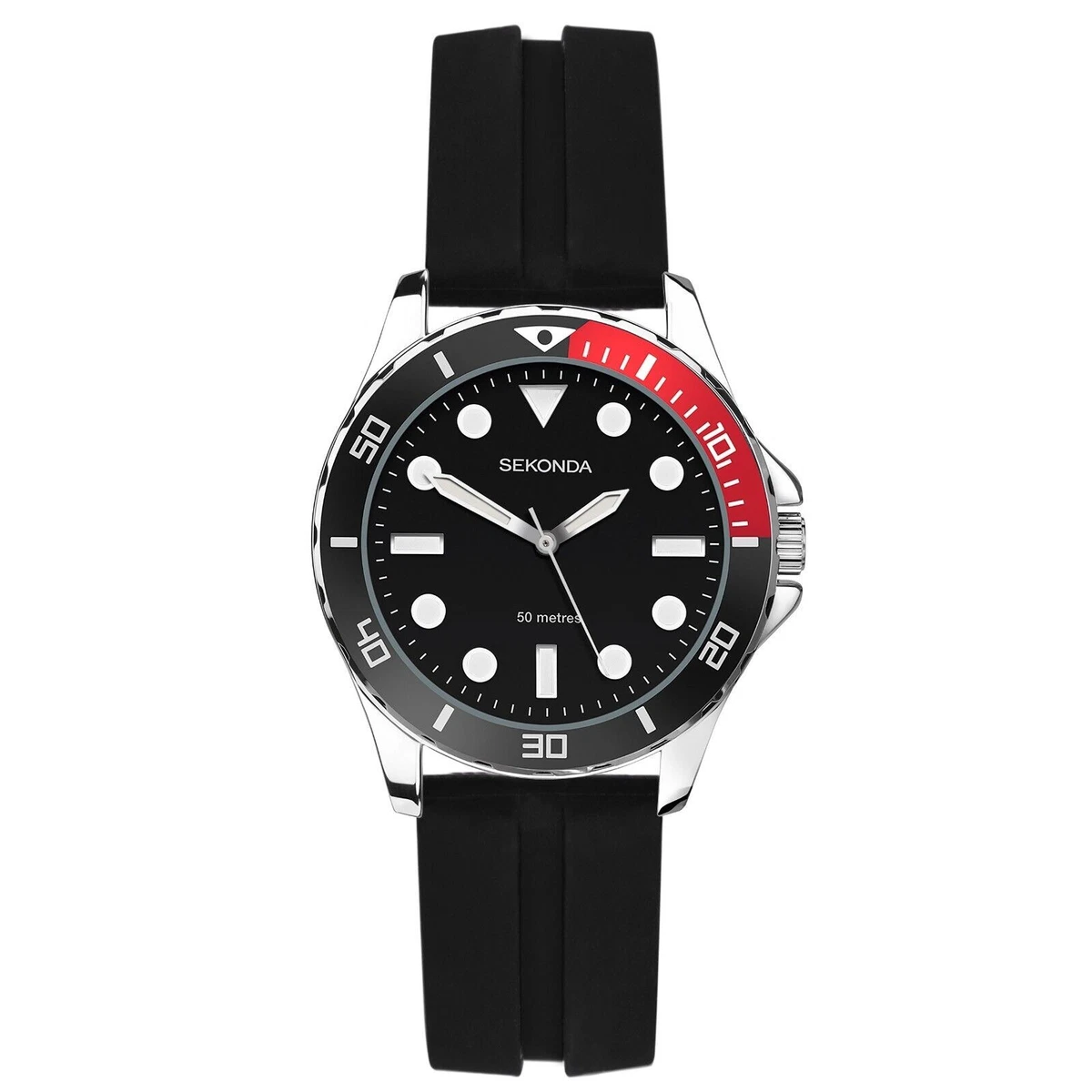 Sekonda Gents cinturino in pelle nera 44mm orologio sportivo 1917