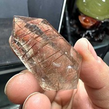 35g Natural Rutilated Quartz Obelisk Crystal Double Point Mineral Reiki Decor