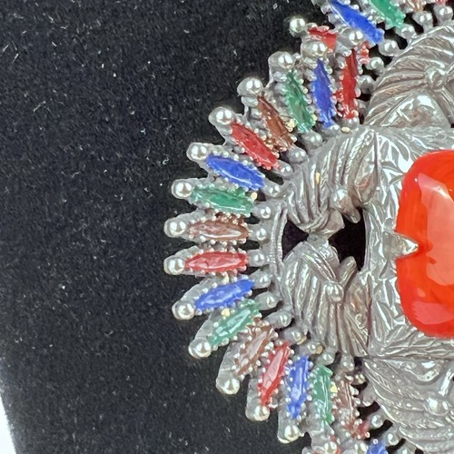 Castlecliff Lawrence Vrba Pendant Necklace Vintage 70s "Kissing Indians" Signed - Picture 4 of 14