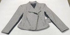 NWT DKNY Black White Asymmetrical Full Zip Moto Blazer Jacket Women  s 6