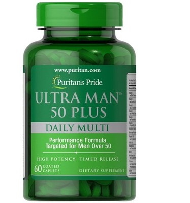 Puritan's Pride High Potency Ultra Man 50 Plus Coated Caplets, 60 Count