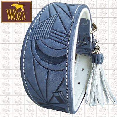 Premium Windhundhalsband Vollleder WOZA Greyhound Soft Rindnappa Sattlernaht L2