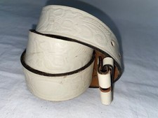 VTG 60S 70S MENS 46 44 42 34 NEW WHITE LEATHER TOOLED LOOPER COWBOY WESTERN BELT