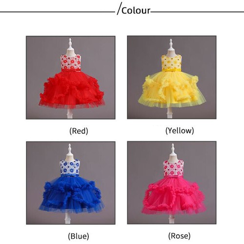 2022 New Kids Flower Girls Princess Tutu Dress Bridesmaid Christmas Party Gown - Picture 3 of 47