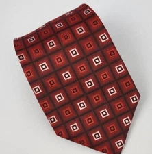 Bergamo New York Polyester Tie Red White Black Geometric Men Necktie 58 x 3.25